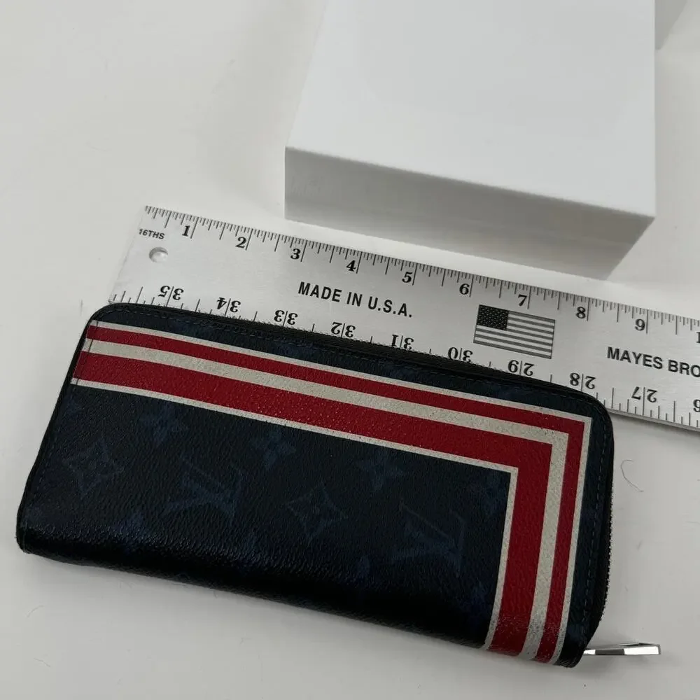 Louis Vuitton Rare Canvas Zippy Vertical Monogram Cobalt Stripe Long Wallet